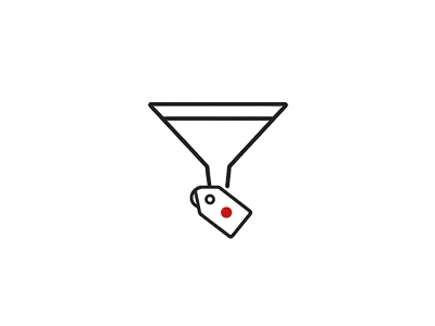 Minimalistisches Trichter-Symbol mit rotem Punkt, das Conversion Optimierung symbolisiert.