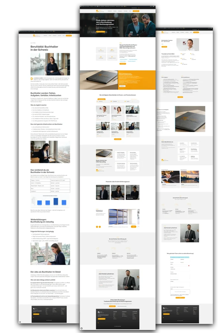 Webdesign mit verschiedenen SEO-Seitentypen für einen Personaldienstleister aus Zürich
