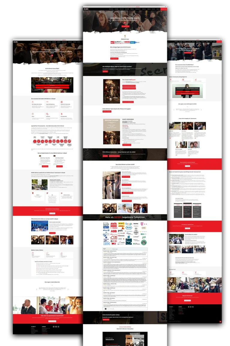 Webdesign mit verschiedenen SEO-Seitentypen für eine Eventagentur aus Basel