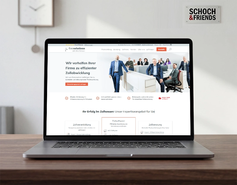 Laptop mit Referenz-Website für ein SEO und Webdesign-Projekt eines Zolldienstleister aus Zürich