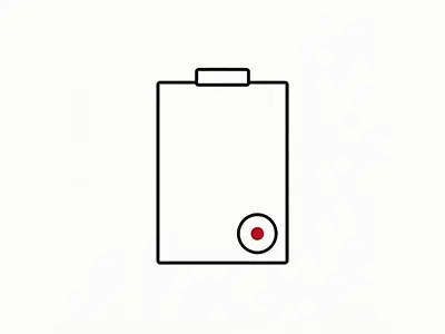 Minimalistisches Symbol eines Vertrags mit rotem Punkt in der rechten Ecke