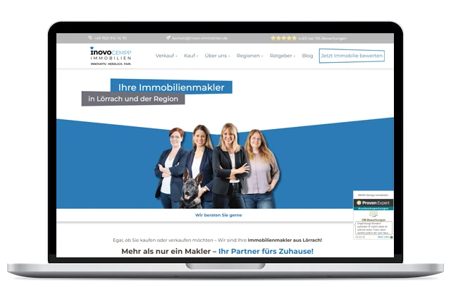 Webdesign-Screenshot für ein SEO-Projekt mit einem Immobilienmakler aus Lörrach bei Basel