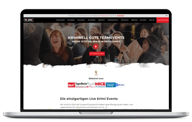 Webdesign-Screenshot für ein SEO-Projekt mit einer Eventagentur aus Basel
